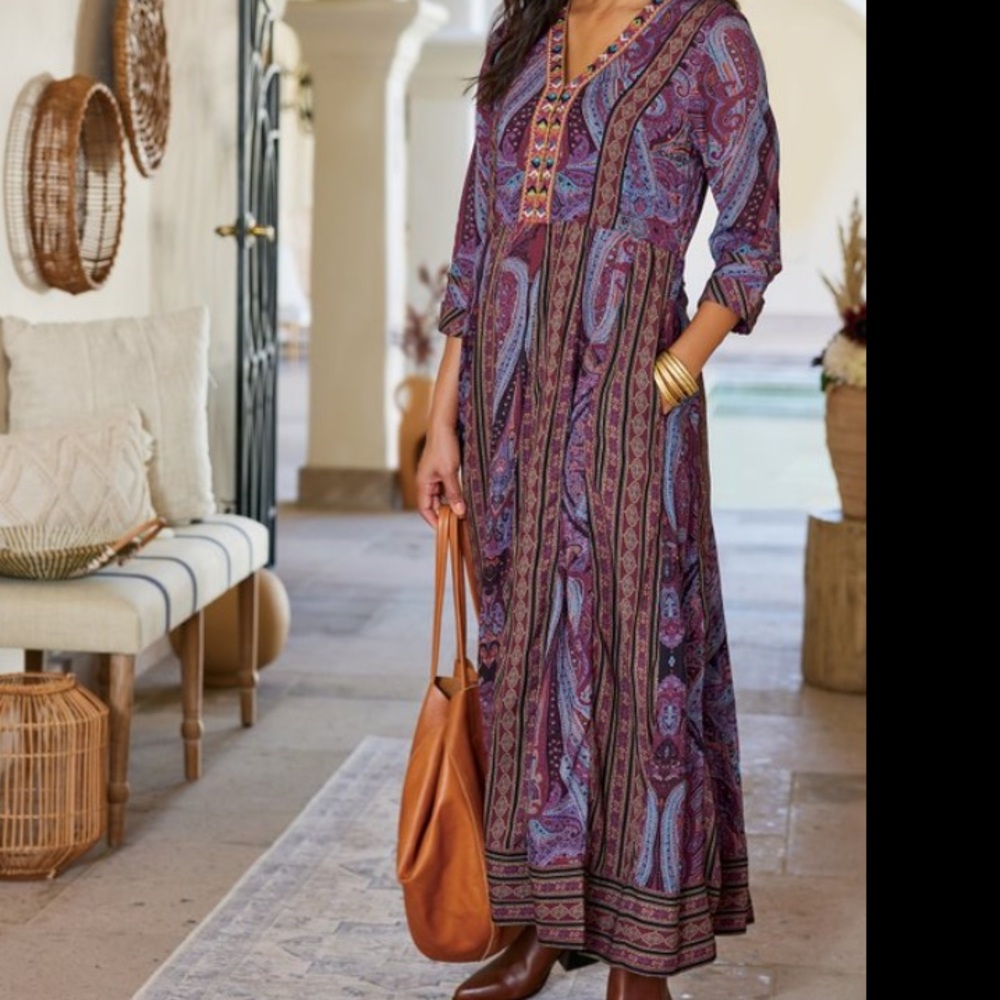 Soft Surroundings Purple Paisley Maxi Dress